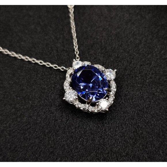 Rare Find Tanzanite FZN Signed 925 Sterling Silver Necklace - Picture 4 of 6